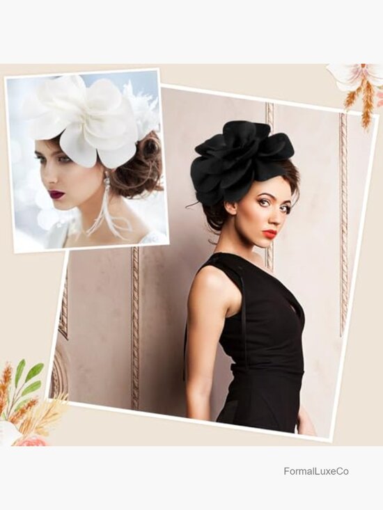 2-Piece Rose Fascinator Set with Clip - Vintage Wedding Cocktail Hat